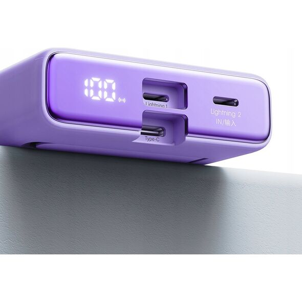 Powerbank Joyroom Powerbank Joyroom JR-PBM01 MagSafe 10000mAh 20W z podstawką + kabel Lightning / USB-C fioletowy