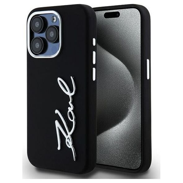 Karl Lagerfeld Karl Lagerfeld KLHCP15LSCMSMVK iPhone 15 Pro 6.1" czarny/black hardcase Silicone Metal Script Logo