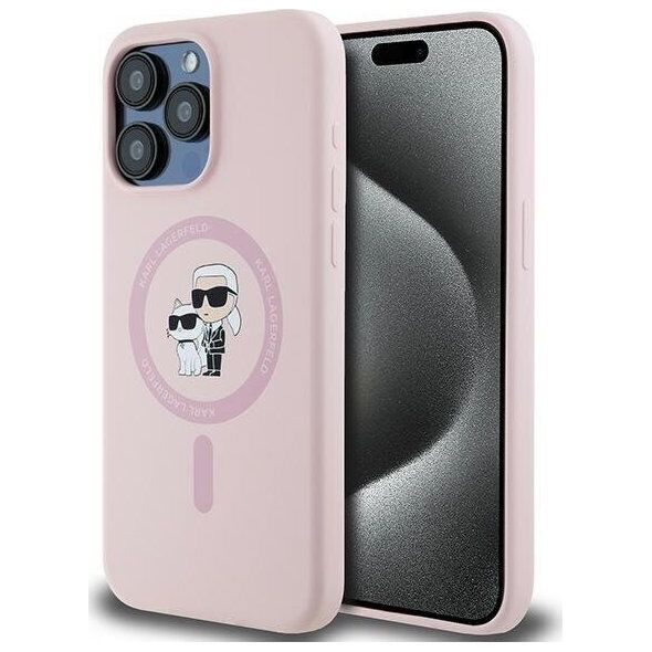 Karl Lagerfeld Karl Lagerfeld KLHMP15XSCMKCRHP iPhone 15 Pro Max 6.7" różowy/pink hardcase Silicone Karl & Choupette Ring MagSafe