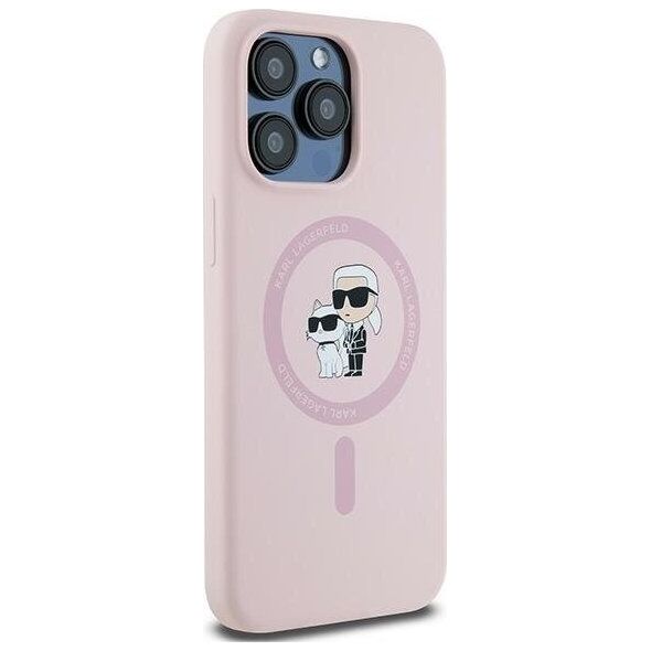 Karl Lagerfeld Karl Lagerfeld KLHMP15XSCMKCRHP iPhone 15 Pro Max 6.7" różowy/pink hardcase Silicone Karl & Choupette Ring MagSafe