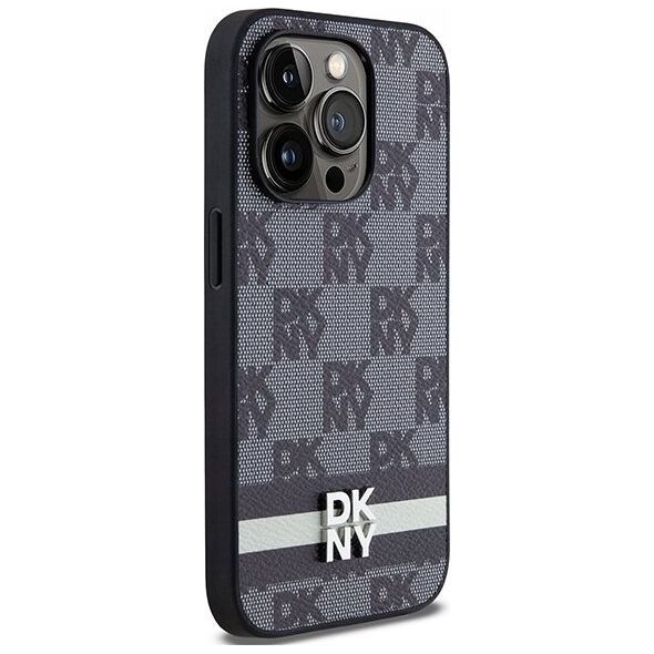 DKNY DKNY DKHCP14LPCPTSSK iPhone 14 Pro 6.1" czarny/black hardcase Leather Checkered Mono Pattern & Printed Stripes