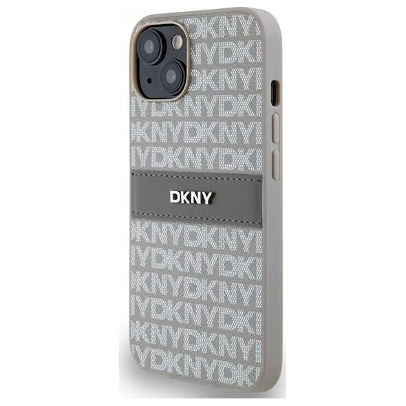 DKNY DKNY DKHCP14SPRTHSLE iPhone 14 / 15 / 13 6.1" beżowy/beige hardcase Leather Mono Stripe & Metal Logo