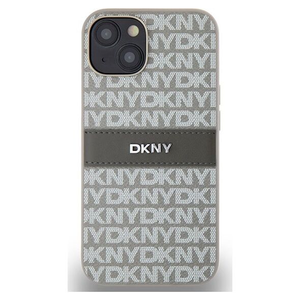 DKNY DKNY DKHCP14SPRTHSLE iPhone 14 / 15 / 13 6.1" beżowy/beige hardcase Leather Mono Stripe & Metal Logo