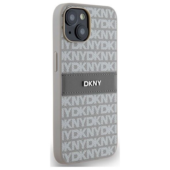 DKNY DKNY DKHCP14SPRTHSLE iPhone 14 / 15 / 13 6.1" beżowy/beige hardcase Leather Mono Stripe & Metal Logo