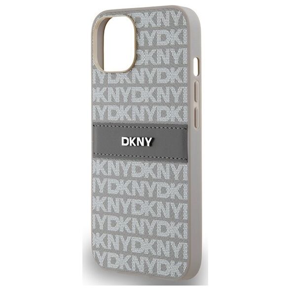 DKNY DKNY DKHCP14SPRTHSLE iPhone 14 / 15 / 13 6.1" beżowy/beige hardcase Leather Mono Stripe & Metal Logo