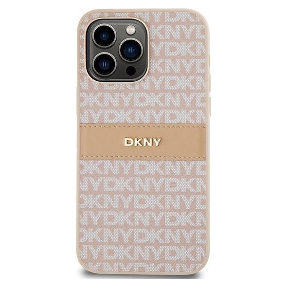 DKNY DKNY DKHCP14LPRTHSLP iPhone 14 Pro 6.1" różowy/pink hardcase Leather Mono Stripe & Metal Logo