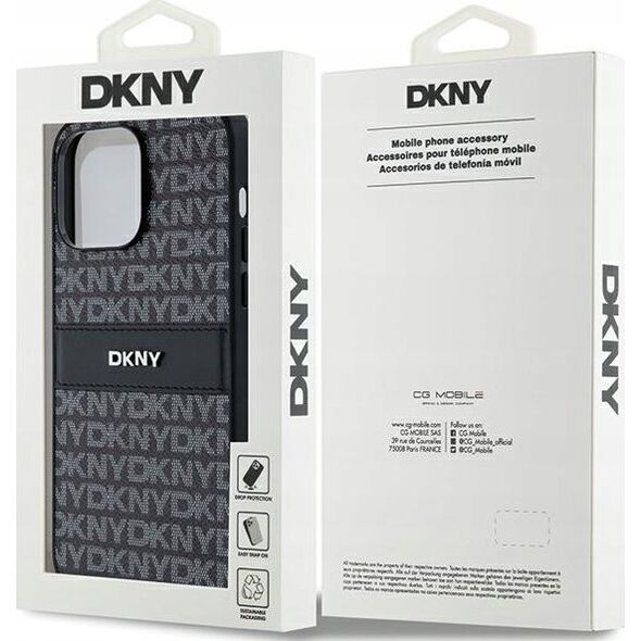DKNY DKNY DKHCP14LPRTHSLK iPhone 14 Pro 6.1" czarny/black hardcase Leather Mono Stripe & Metal Logo