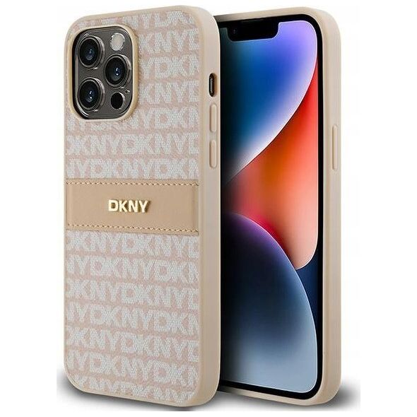 DKNY DKNY DKHCP14XPRTHSLP iPhone 14 Pro Max 6.7" różowy/pink hardcase Leather Mono Stripe & Metal Logo