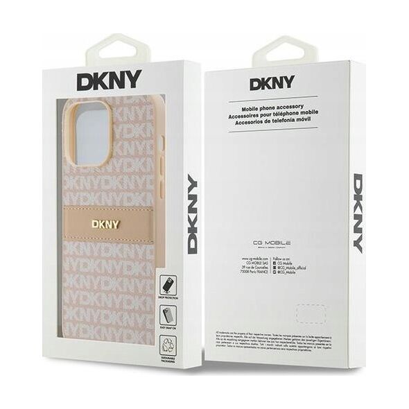 DKNY DKNY DKHCP14XPRTHSLP iPhone 14 Pro Max 6.7" różowy/pink hardcase Leather Mono Stripe & Metal Logo