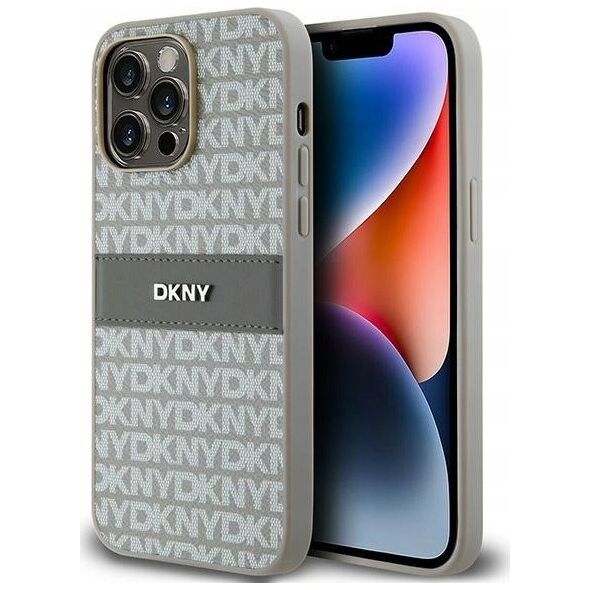 DKNY DKNY DKHCP14XPRTHSLE iPhone 14 Pro Max 6.7" beżowy/beige hardcase Leather Mono Stripe & Metal Logo