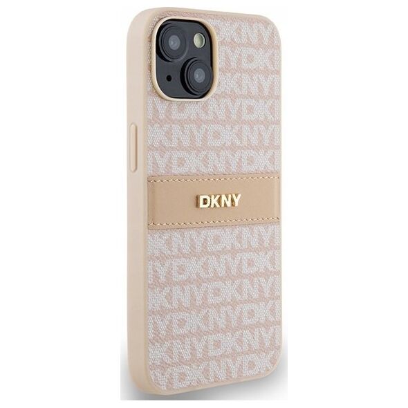 DKNY DKNY DKHCP14SPRTHSLP iPhone 14 / 15 / 13 6.1" różowy/pink hardcase Leather Mono Stripe & Metal Logo