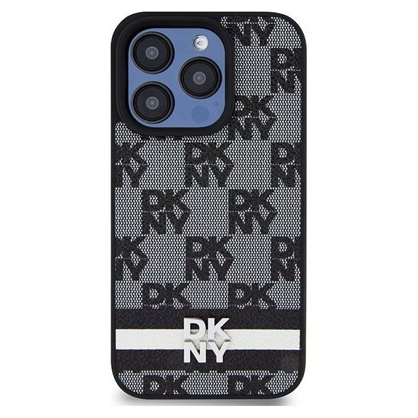 DKNY DKNY DKHCP15LPCPTSSK iPhone 15 Pro 6.1" czarny/black hardcase Leather Checkered Mono Pattern & Printed Stripes