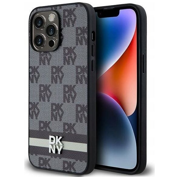 DKNY DKNY DKHCP14XPCPTSSK iPhone 14 Pro Max 6.7" czarny/black hardcase Leather Checkered Mono Pattern & Printed Stripes