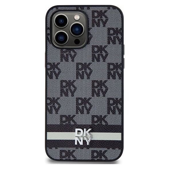 DKNY DKNY DKHCP14XPCPTSSK iPhone 14 Pro Max 6.7" czarny/black hardcase Leather Checkered Mono Pattern & Printed Stripes