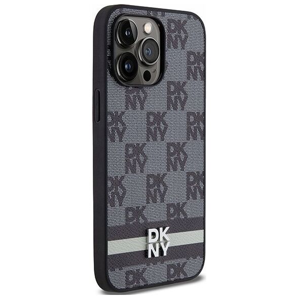 DKNY DKNY DKHCP14XPCPTSSK iPhone 14 Pro Max 6.7" czarny/black hardcase Leather Checkered Mono Pattern & Printed Stripes