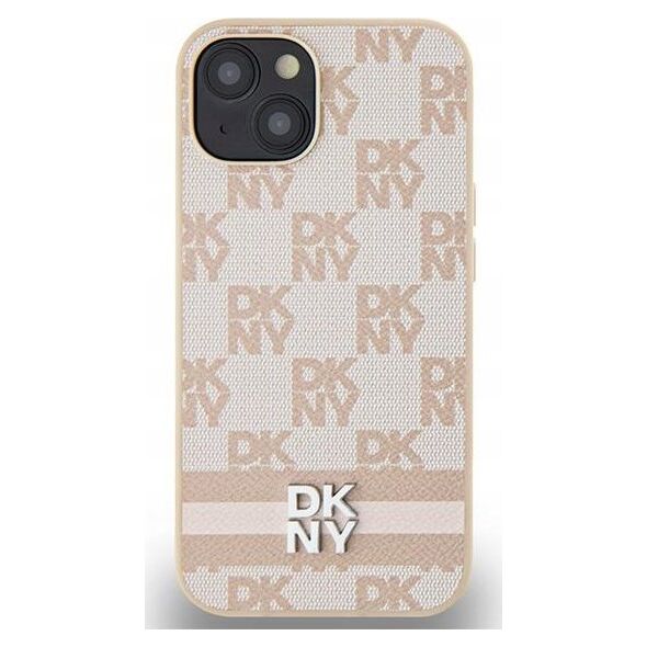 DKNY DKNY DKHCP15SPCPTSSP iPhone 15 / 14 / 13 6.1" różowy/pink hardcase Leather Checkered Mono Pattern & Printed Stripes