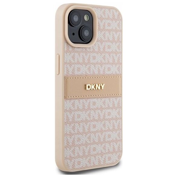 DKNY DKNY DKHCP15MPRTHSLP iPhone 15 Plus / 14 Plus 6.7" różowy/pink hardcase Leather Mono Stripe & Metal Logo
