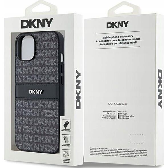 DKNY DKNY DKHCP15MPRTHSLK iPhone 15 Plus / 14 Plus 6.7" czarny/black hardcase Leather Mono Stripe & Metal Logo