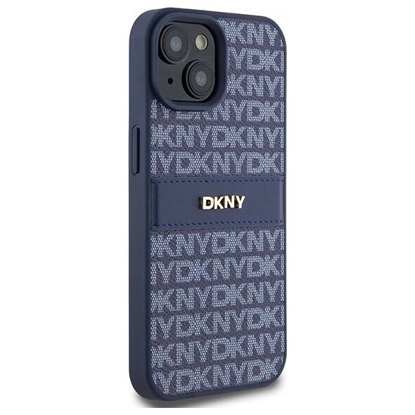 DKNY DKNY DKHCP15SPRTHSLB iPhone 15 / 14 / 13 6.1" niebieski/blue hardcase Leather Mono Stripe & Metal Logo