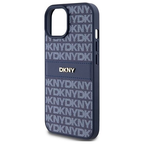 DKNY DKNY DKHCP15SPRTHSLB iPhone 15 / 14 / 13 6.1" niebieski/blue hardcase Leather Mono Stripe & Metal Logo