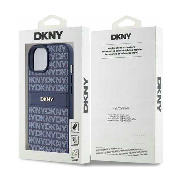 DKNY DKNY DKHCP15SPRTHSLB iPhone 15 / 14 / 13 6.1" niebieski/blue hardcase Leather Mono Stripe & Metal Logo