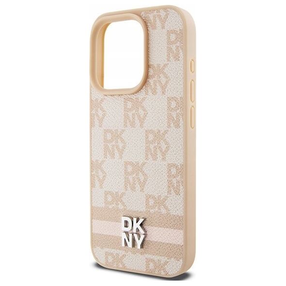 DKNY DKNY DKHCP15XPCPTSSP iPhone 15 Pro Max 6.7" różowy/pink hardcase Leather Checkered Mono Pattern & Printed Stripes