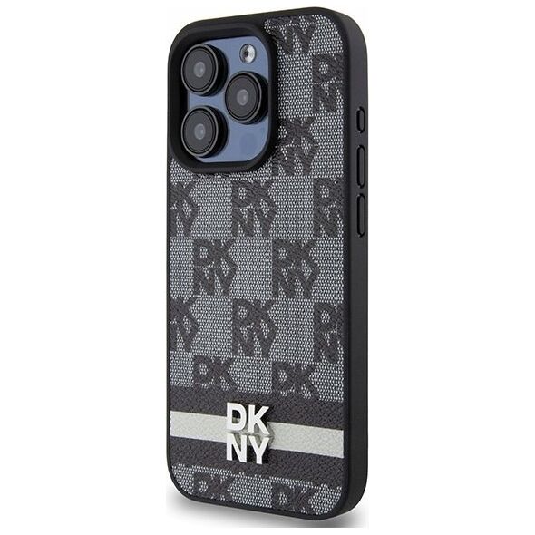 DKNY DKNY DKHCP15XPCPTSSK iPhone 15 Pro Max 6.7" czarny/black hardcase Leather Checkered Mono Pattern & Printed Stripes