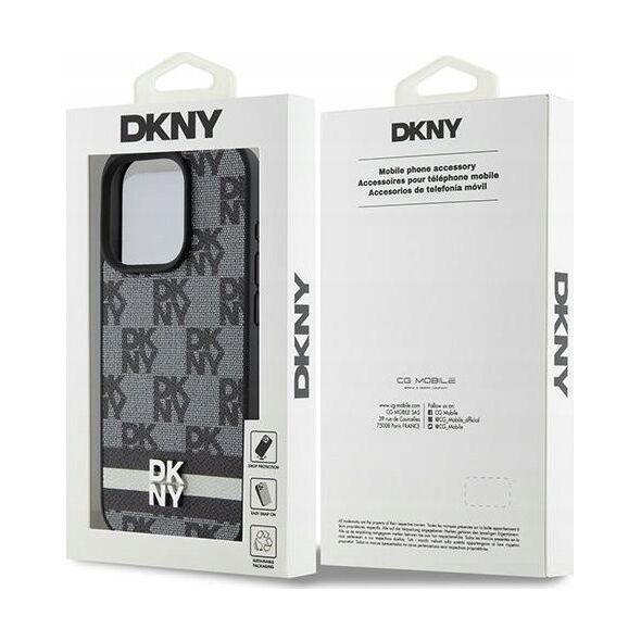 DKNY DKNY DKHCP15XPCPTSSK iPhone 15 Pro Max 6.7" czarny/black hardcase Leather Checkered Mono Pattern & Printed Stripes