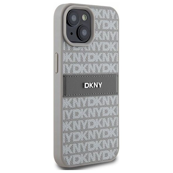 DKNY DKNY DKHCP15SPRTHSLE iPhone 15 / 14 / 13 6.1" beżowy/beige hardcase Leather Mono Stripe & Metal Logo