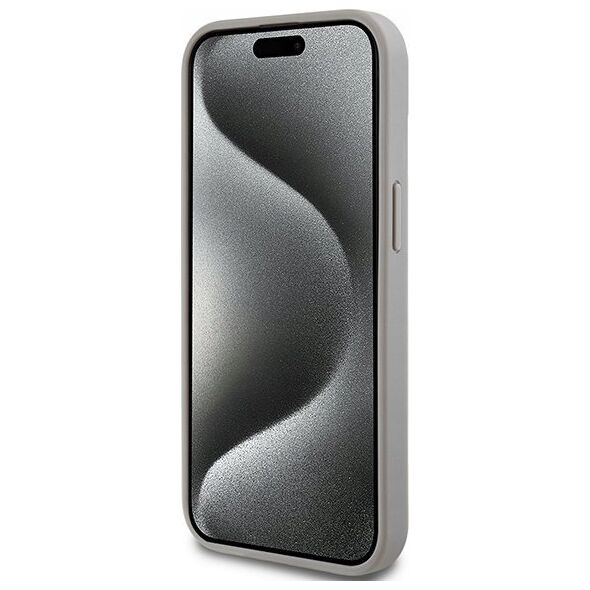 DKNY DKNY DKHCP15SPRTHSLE iPhone 15 / 14 / 13 6.1" beżowy/beige hardcase Leather Mono Stripe & Metal Logo