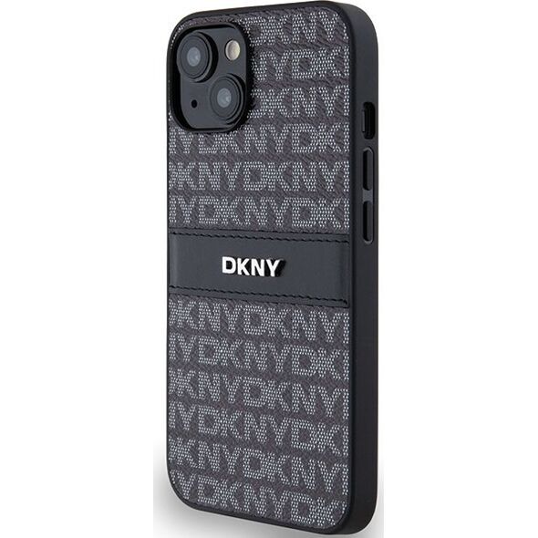 DKNY DKNY DKHCP15SPRTHSLK iPhone 15 / 14 / 13 6.1" czarny/black hardcase Leather Mono Stripe & Metal Logo