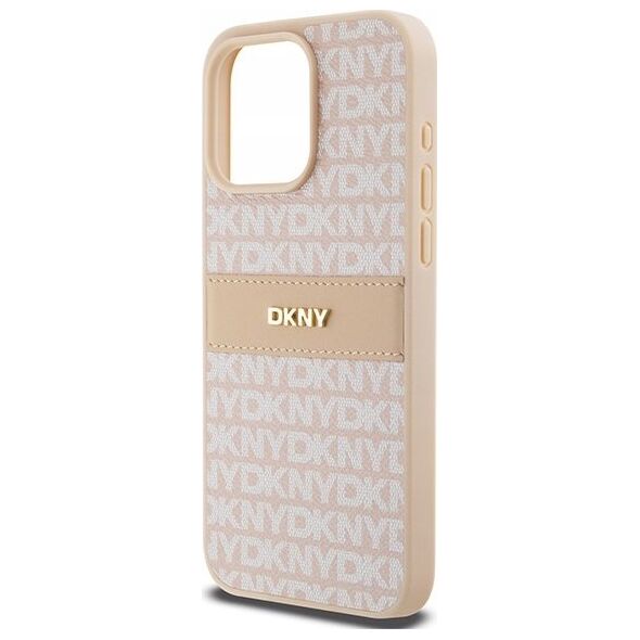 DKNY DKNY DKHCP15XPRTHSLP iPhone 15 Pro Max 6.7" różowy/pink hardcase Leather Mono Stripe & Metal Logo
