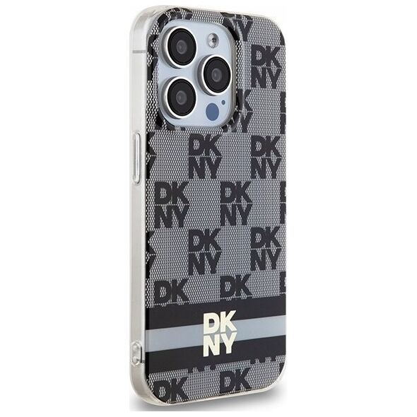 DKNY DKNY DKHMP14LHCPTSK iPhone 14 Pro 6.1" czarny/black hardcase IML Checkered Mono Pattern & Printed Stripes MagSafe