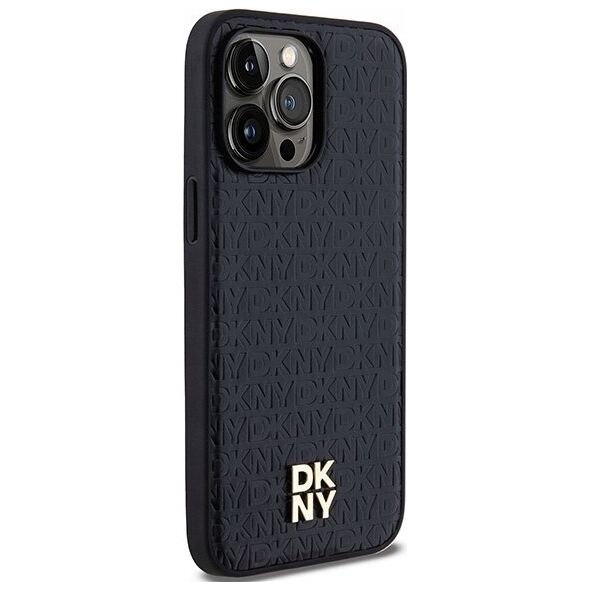 DKNY DKNY DKHMP13LPSHRPSK iPhone 13 Pro / 13 6.1" czarny/black hardcase Leather Pattern Metal Logo MagSafe