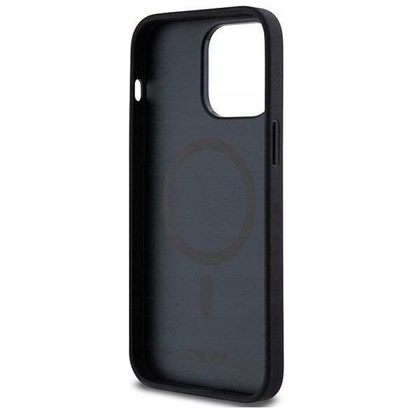 DKNY DKNY DKHMP13LPSHRPSK iPhone 13 Pro / 13 6.1" czarny/black hardcase Leather Pattern Metal Logo MagSafe
