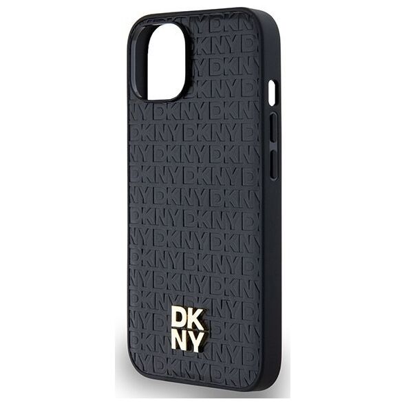 DKNY DKNY DKHMP14SPSHRPSK iPhone 14 / 15 / 13 czarny/black hardcase Leather Monogram Pattern Metal Logo MagSafe