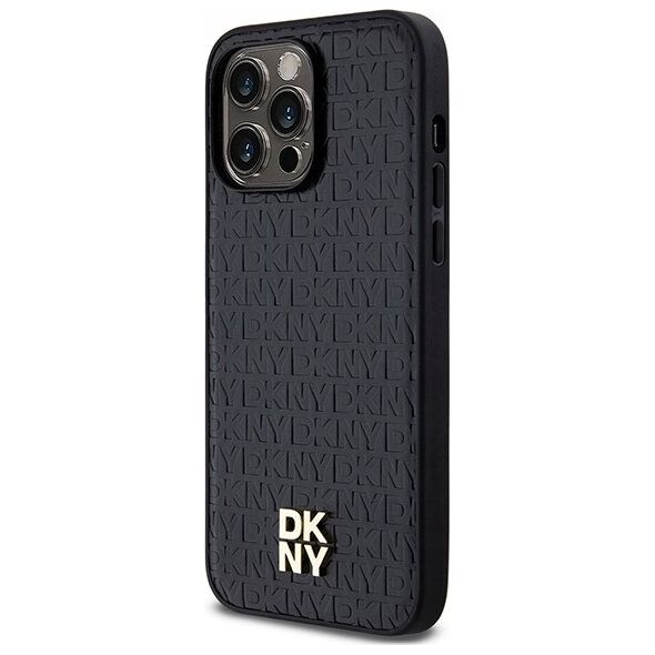 DKNY DKNY DKHMP13XPSHRPSK iPhone 13 Pro Max 6.7" czarny/black hardcase Leather Pattern Metal Logo MagSafe