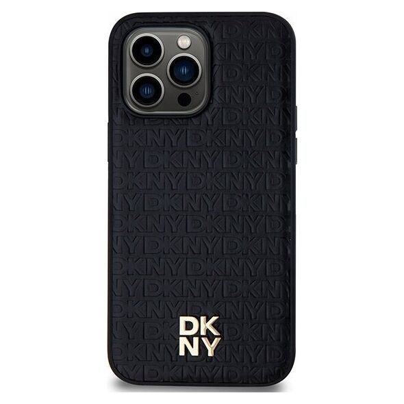 DKNY DKNY DKHMP14LPSHRPSK iPhone 14 Pro 6.1" czarny/black hardcase Leather Pattern Metal Logo MagSafe