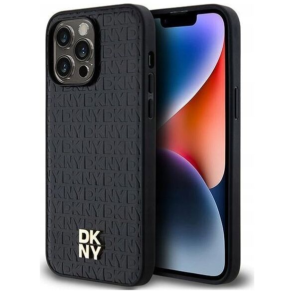 DKNY DKNY DKHMP14LPSHRPSK iPhone 14 Pro 6.1" czarny/black hardcase Leather Pattern Metal Logo MagSafe