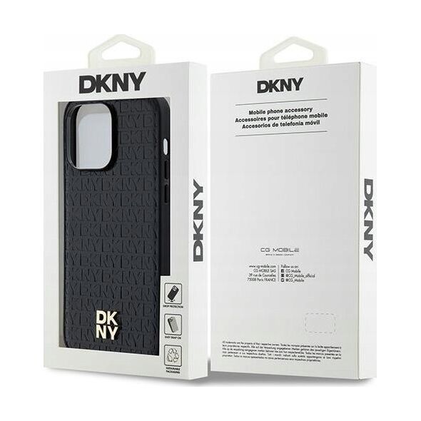 DKNY DKNY DKHMP14LPSHRPSK iPhone 14 Pro 6.1" czarny/black hardcase Leather Pattern Metal Logo MagSafe
