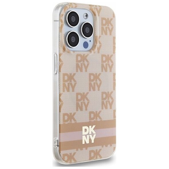 DKNY DKNY DKHMP15LHCPTSP iPhone 15 Pro 6.1" różowy/pink hardcase IML Checkered Mono Pattern & Printed Stripes MagSafe