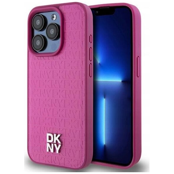 DKNY DKNY DKHMP15LPSHRPSP iPhone 15 Pro 6.1" różowy/pink hardcase Leather Monogram Pattern Metal Logo MagSafe
