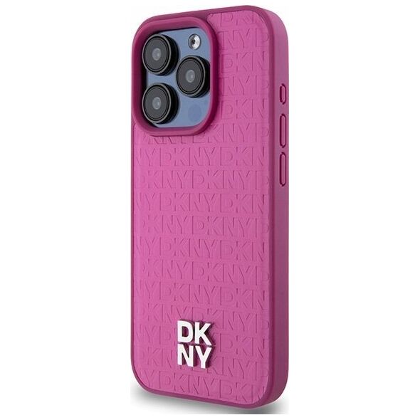 DKNY DKNY DKHMP15LPSHRPSP iPhone 15 Pro 6.1" różowy/pink hardcase Leather Monogram Pattern Metal Logo MagSafe
