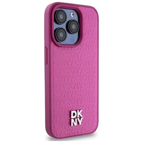 DKNY DKNY DKHMP15LPSHRPSP iPhone 15 Pro 6.1" różowy/pink hardcase Leather Monogram Pattern Metal Logo MagSafe