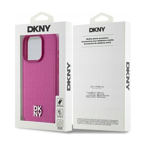 DKNY DKNY DKHMP15LPSHRPSP iPhone 15 Pro 6.1" różowy/pink hardcase Leather Monogram Pattern Metal Logo MagSafe