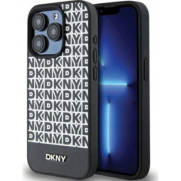 DKNY DKNY DKHMP15LPSOSPK iPhone 15 Pro 6.1" czarny/black hardcase Leather Printed Pattern Metal Logo MagSafe