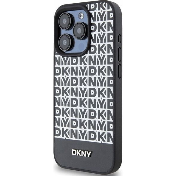 DKNY DKNY DKHMP15LPSOSPK iPhone 15 Pro 6.1" czarny/black hardcase Leather Printed Pattern Metal Logo MagSafe