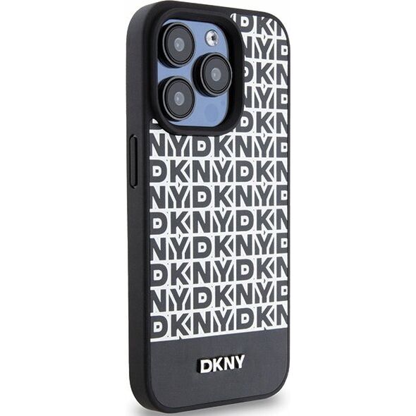 DKNY DKNY DKHMP15LPSOSPK iPhone 15 Pro 6.1" czarny/black hardcase Leather Printed Pattern Metal Logo MagSafe
