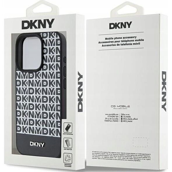 DKNY DKNY DKHMP15LPSOSPK iPhone 15 Pro 6.1" czarny/black hardcase Leather Printed Pattern Metal Logo MagSafe