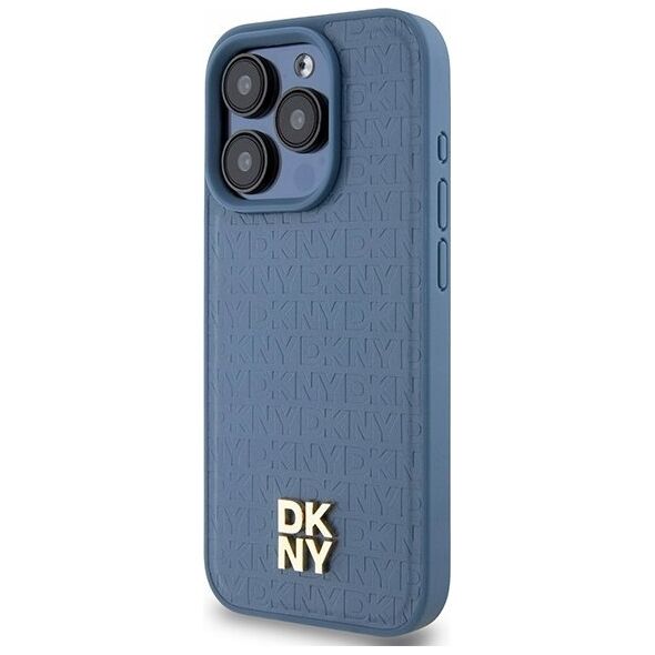 DKNY DKNY DKHMP15LPSHRPSB iPhone 15 Pro 6.1" niebieski/blue hardcase Leather Monogram Pattern Metal Logo MagSafe